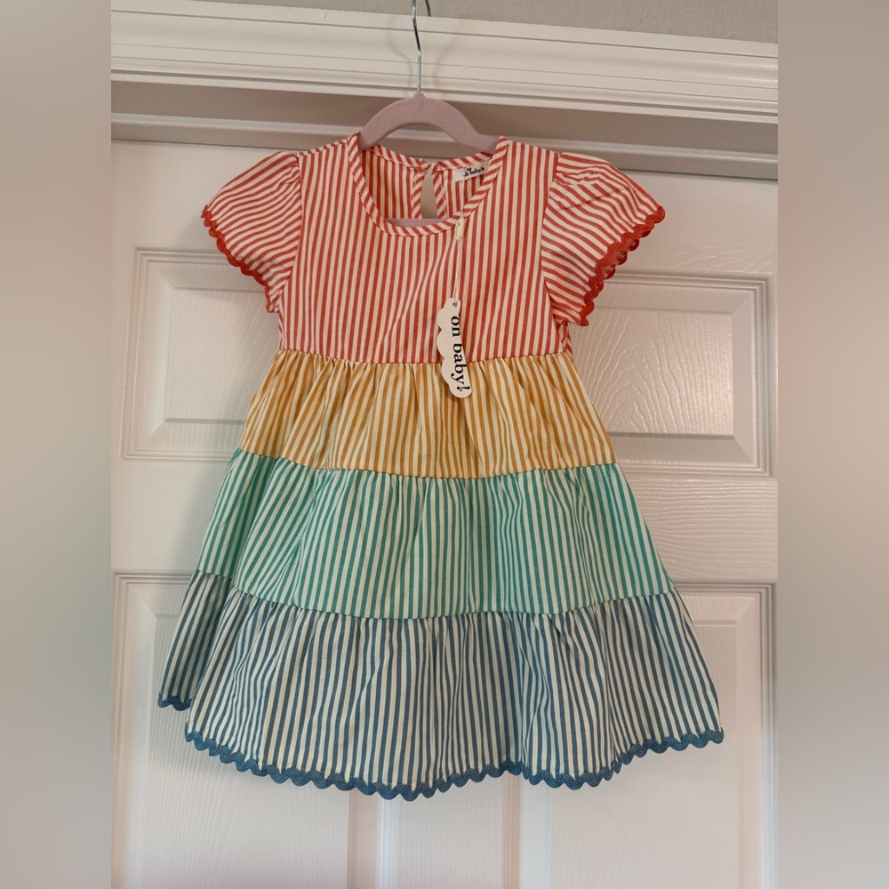oh baby! Sophie Tiered Dress - Cabana RicRac - Faded Multicolor